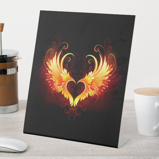 Signe De Table Angel Fire Heart with Wings (In SItu)