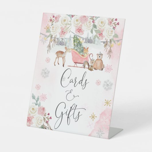 Signe De Table Animaux Bois Rose D'Hiver Cartes Et Cadeaux (Recto)