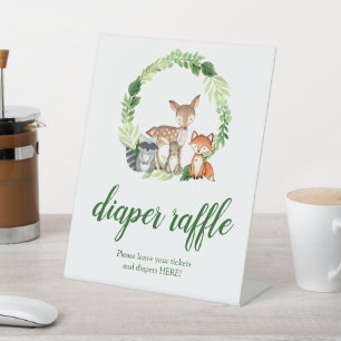 Signe De Table Animaux de bois Baby shower Déchets Raffle