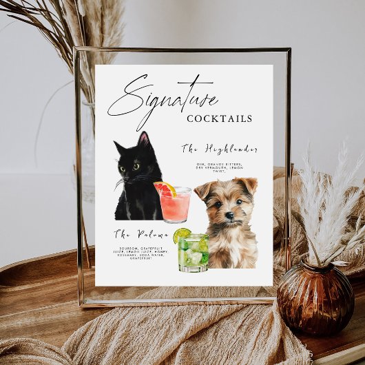 Signe De Table Animaux de compagnie Cocktail Boissons de chat et