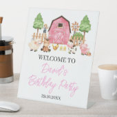 Signe De Table Animaux de ferme roses fête d'anniversaire (In SItu)