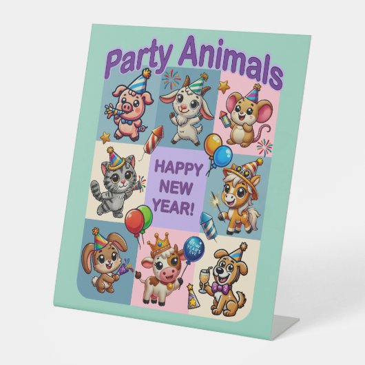 Signe De Table Animaux de fête "Bonne année" (Recto)