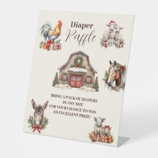 Signe De Table Animaux de la ferme d'hiver Raffle Diapper de Noël