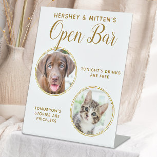 Signe De Table Animaux Mariages Chien Open Bar Photo Elegant Gold