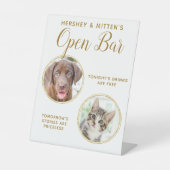Signe De Table Animaux Mariages Chien Open Bar Photo Elegant Gold (Recto)