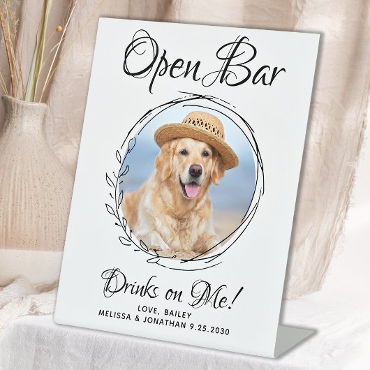 Signe De Table Animaux Mariages Chien Open Bar Photo personnalisé