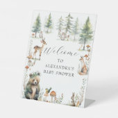 Signe De Table Animaux mignons Bois Forêt Ours Baby shower de cer (Recto)