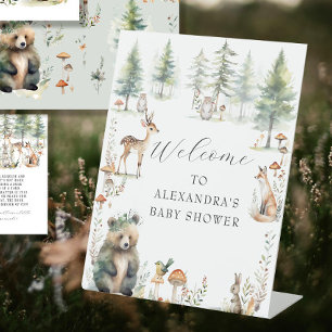 Signe De Table Animaux mignons Bois Forêt Ours Baby shower de cer