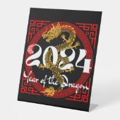 Signe De Table Année du Dragon 2024 Zodiac chinois (Recto)