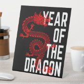 Signe De Table Année du Dragon rouge blanc (In SItu)