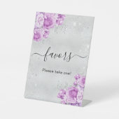 Signe De Table Anniversaire argent rose violet fleurs faveurs (Recto)