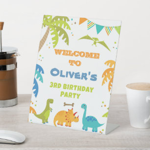 Signe De Table Anniversaire de Dinosaure, enseigne du piédestal d