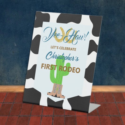 Signe De Table Anniversaire de Rodéo Cowboy Occidental