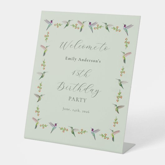 Signe De Table Anniversaire des colibris d'Anna (Recto)