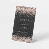 Signe De Table Anniversaire fête noir rose cartes or cadeaux (Recto)