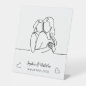 Signe De Table Anniversaire lesbien Élégant art de ligne personna (Recto)