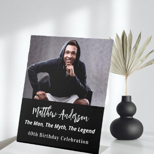 Signe De Table Anniversaire noir blanc photo homme mythe légende