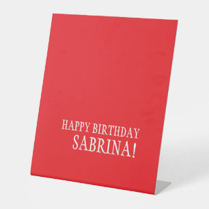 Signe De Table Anniversaire Votre Nom Minimaliste Moderne Rouge