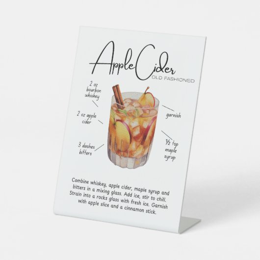 Signe De Table Apple Cider Old-Fashioned Cocktail Pedestal Sign (Recto)