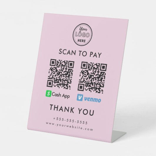 Signe De Table Application de trésorerie professionnelle Venmo QR (Recto)