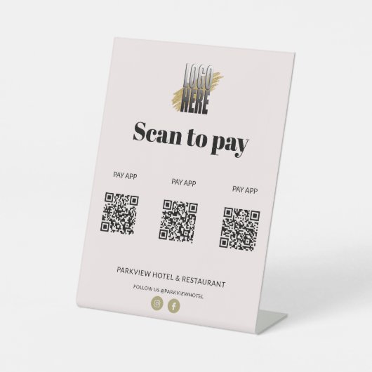 Signe De Table Applications de paiement par numérisation d'entrep (Recto)