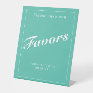 Signe De Table Aqua & Blanc Moderne minimaliste Mariage Favoriser