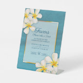 Signe De Table Aqua frangipani d'or blanc mariage tropical (Recto)