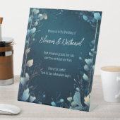 Signe De Table Aquamarine foncée et Mariage Floral bleu Turquoise (In SItu)