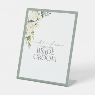 Signe De Table Aquarelle blanche gris vert Floral Date Idées