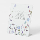 Signe De Table Aquarelle bleu Dusty Fleur sauvage Date Idées (Recto)