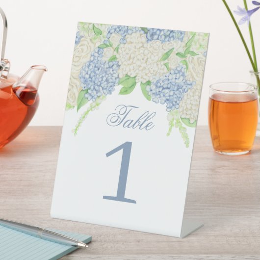 Signe De Table Aquarelle bleu et blanc Mariage Hydrangea (In SItu)