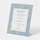 Signe De Table Aquarelle bleu outremer vert Mariage menu boissons (Recto)