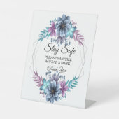 Signe De Table Aquarelle Bleue Et Violet Sécurité Florale (Recto)