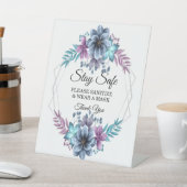 Signe De Table Aquarelle Bleue Et Violet Sécurité Florale (In SItu)