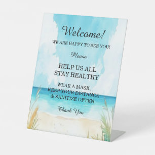 Signe De Table Aquarelle Blue Ocean Beach Mariage Mesure de sécur