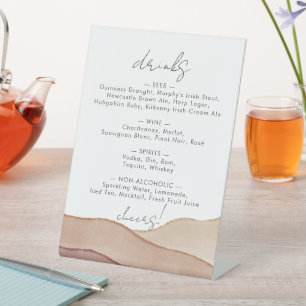 Signe De Table Aquarelle Boho Abstraite   Menu Boissons mariages