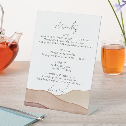 Signe De Table Aquarelle Boho Abstraite | Menu Boissons mariages (In SItu)
