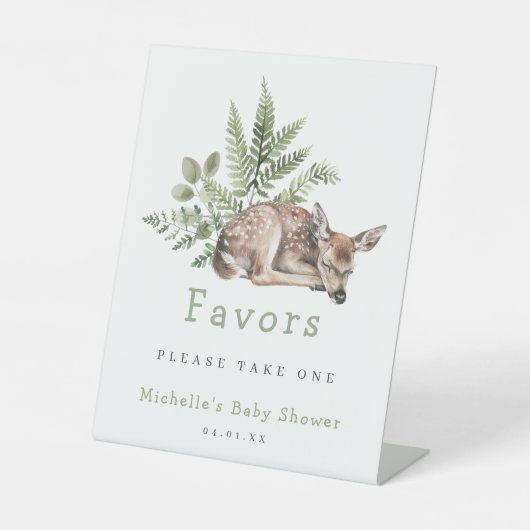 Signe De Table Aquarelle Bois Cerf Baby shower Favoriser (Recto)