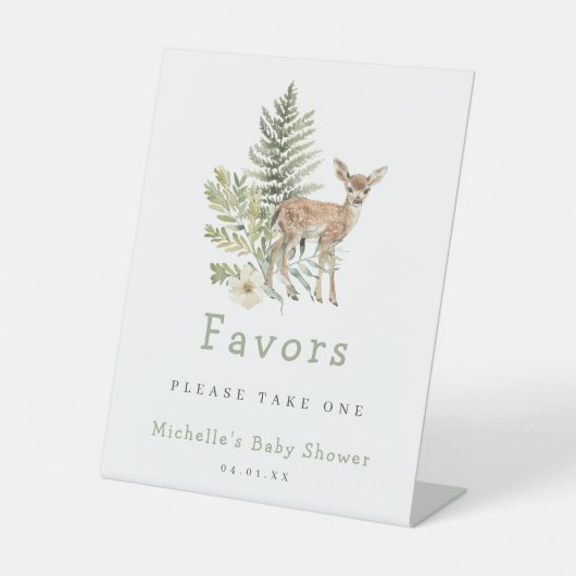 Signe De Table Aquarelle Bois Cerf Baby shower Favoriser (Recto)