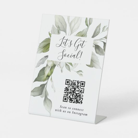 Signe De Table Aquarelle Botanique Social Media QR Code (Recto)