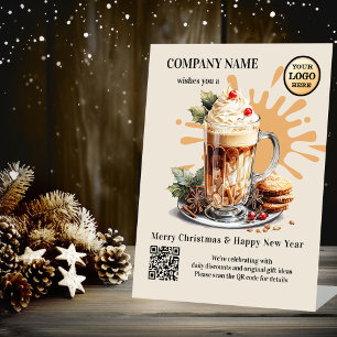 Signe De Table Aquarelle Café Latte Christmas Holidays Logo