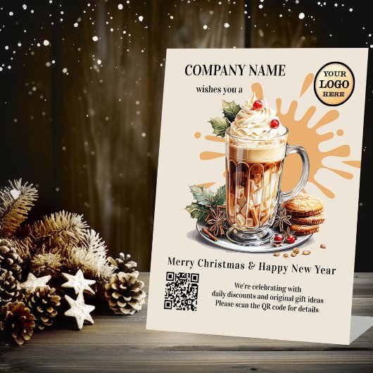 Signe De Table Aquarelle Café Latte Christmas Holidays Logo