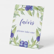 Aquarelle chic Blueberries Feuilles verts Faveurs