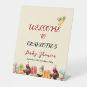 Signe De Table Aquarelle Crème glacée Baby shower doux Bienvenue (Recto)