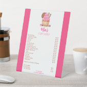 Signe De Table Aquarelle Cupcake Rose Avec Prix Boulangerie Cooki (In SItu)