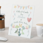 Signe De Table Aquarelle Cute Dinosaur Baby shower bleu (In SItu)