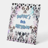 Signe De Table Aquarelle d'anniversaire du chien de Dalmatie mign (Recto)