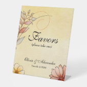Signe De Table Aquarelle d'automne Floral Terracotta Mariage Fave (Recto)