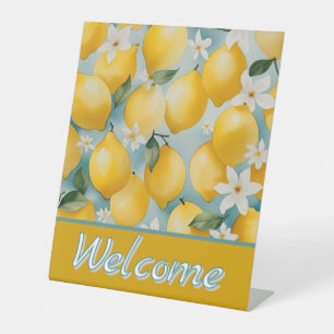 Signe De Table Aquarelle de bienvenue Citron/fruit
