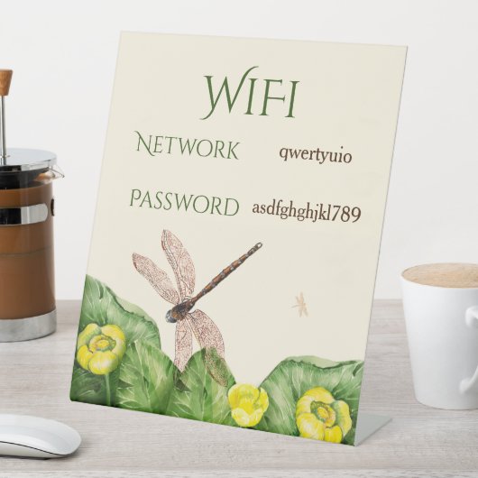 Signe De Table aquarelle de nénuphar jaune (In SItu)